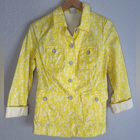 CAbi Jacket Daisy Yellow Floral Preppy Nautical Yacht Country Club Vacation - Picture 2 of 8